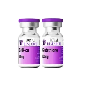GHK-Cu 50mg & Glutathione 600mg peptide research vials from Royal Research, ensuring high purity for laboratory studies.